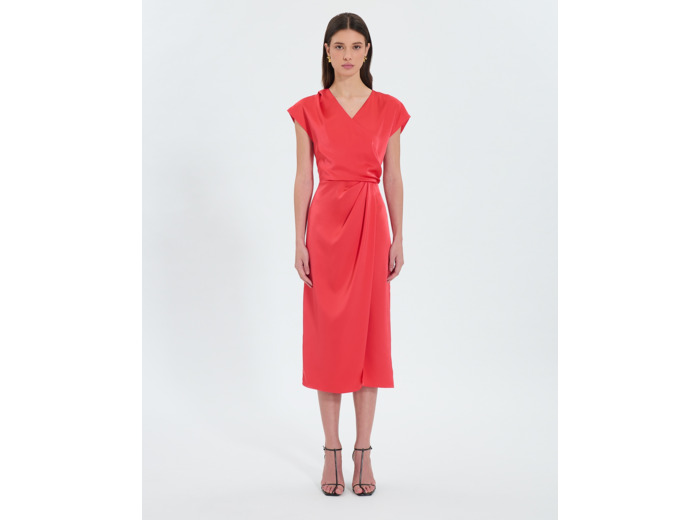 Robe satinée corail
