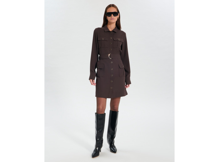 Robe Rever Chocolat en Polyester