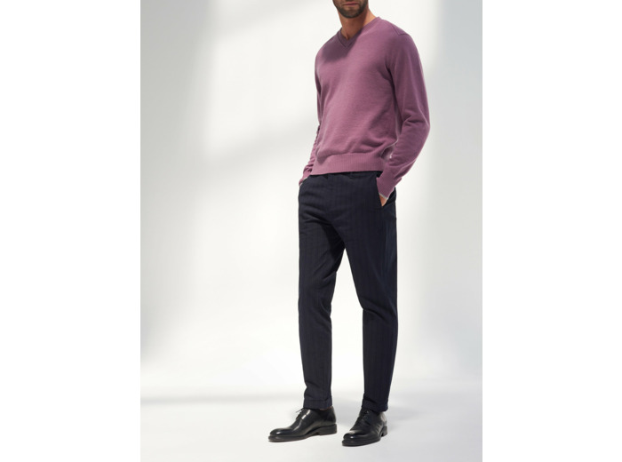 Pantalon chino en coton rayure blue black