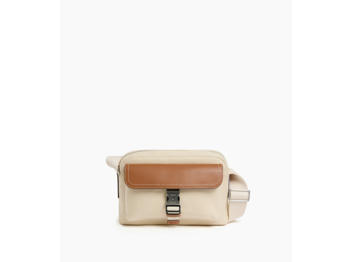 Petit sac bandoulière Maurice en toile coton et cuir lisse semi-végétal