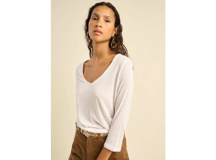 Tee-shirt col V et manches 3/4