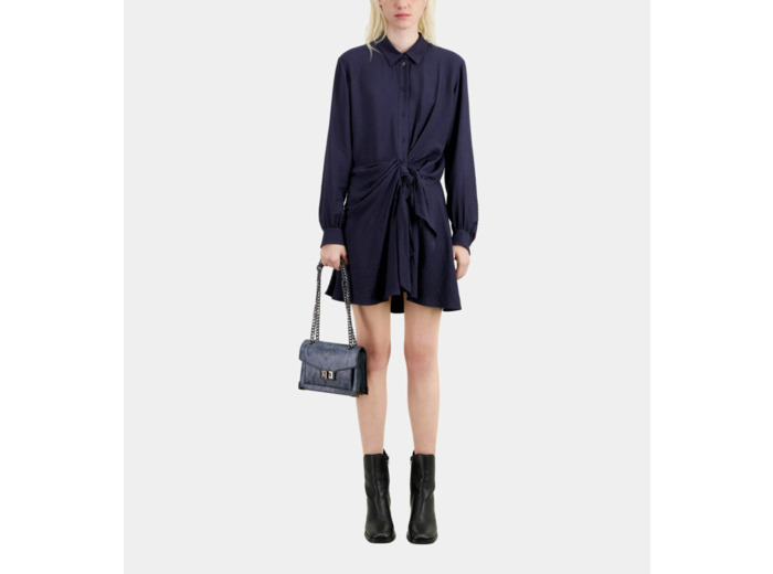 Robe Courte Bleu Marine Avec Drapé