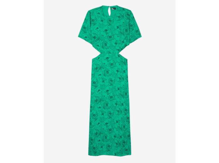 Robe Longue A Manches Courtes Dos Nu green