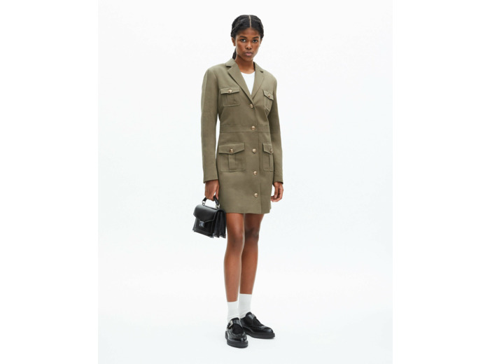 Robe style militaire avec poches plaquees kaki