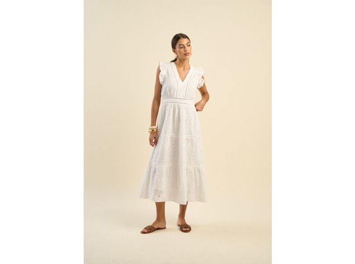 Robe longue en broderie anglaise