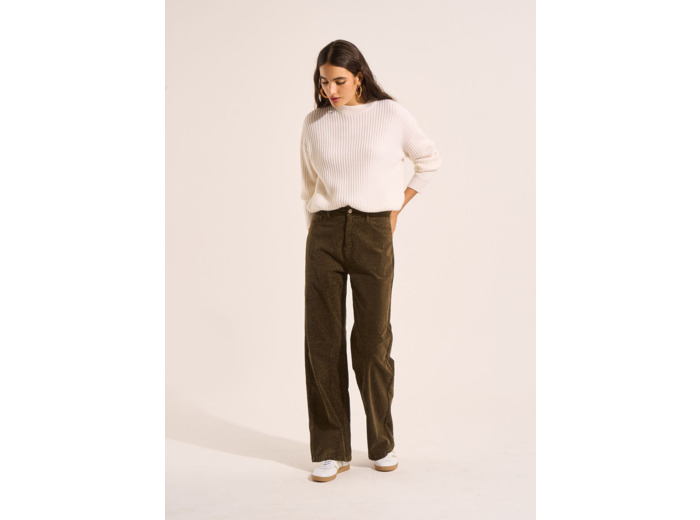 Pantalon en velours imprimé léopard