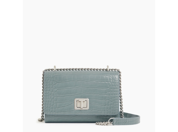 Petit sac bandoulière Eva en cuir embossé croco