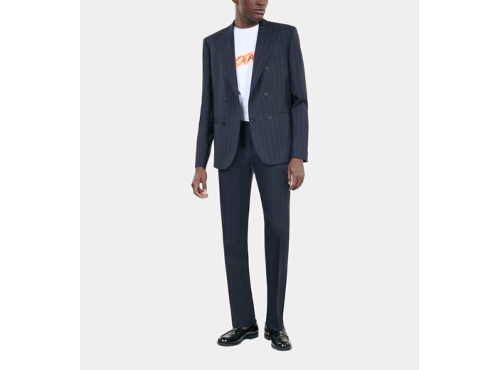 Veste De Costume À Rayures Bleues navy