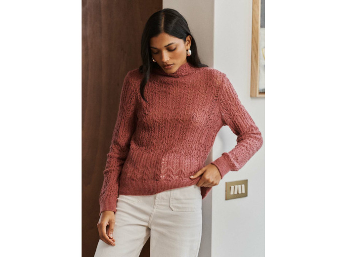 Pull fin col montant dentelle