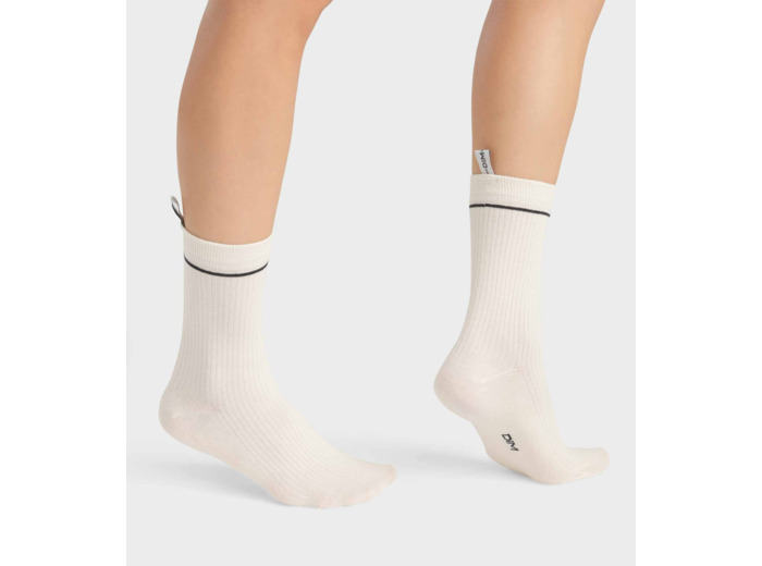 Chaussettes unisexes en coton modal côtelé Crème Dim Icons