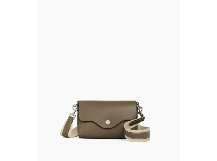 Pochette à rabat avec bandoulière amovible Sans couture en cuir lisse