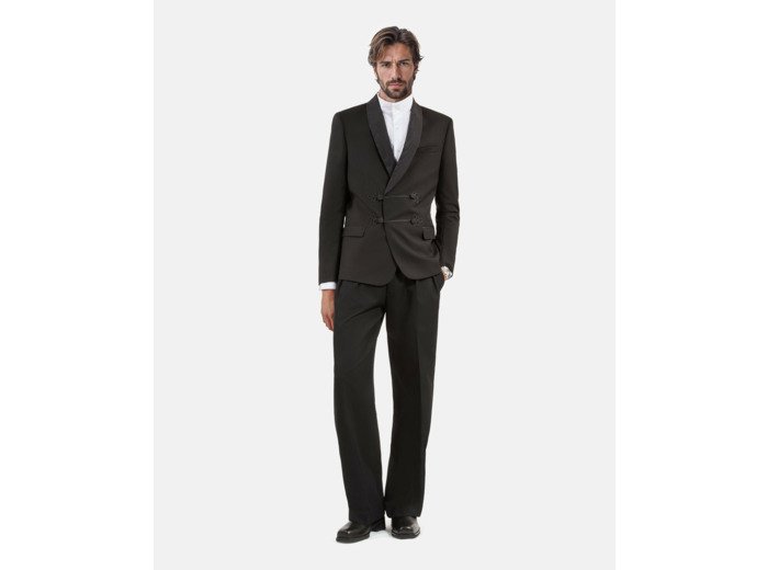 Veste de smoking col chale avec brandebourds black