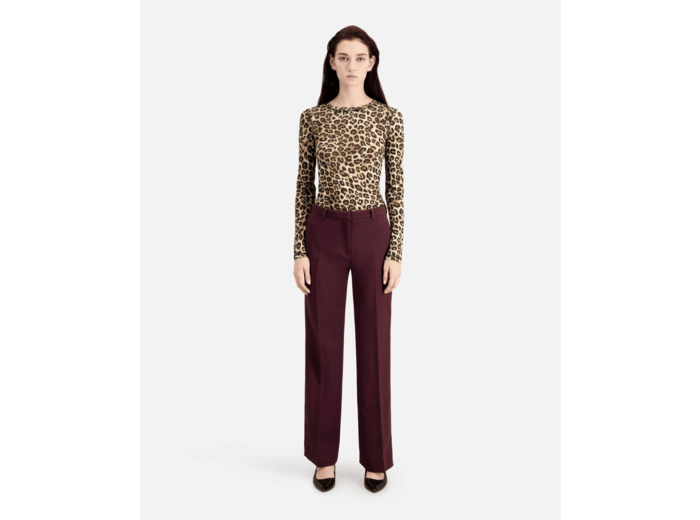 Pantalon De Costume Taille Haute Jambe Large burgundy