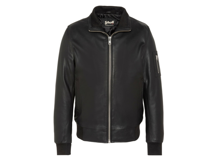 Blouson col montant, cuir d'agneau