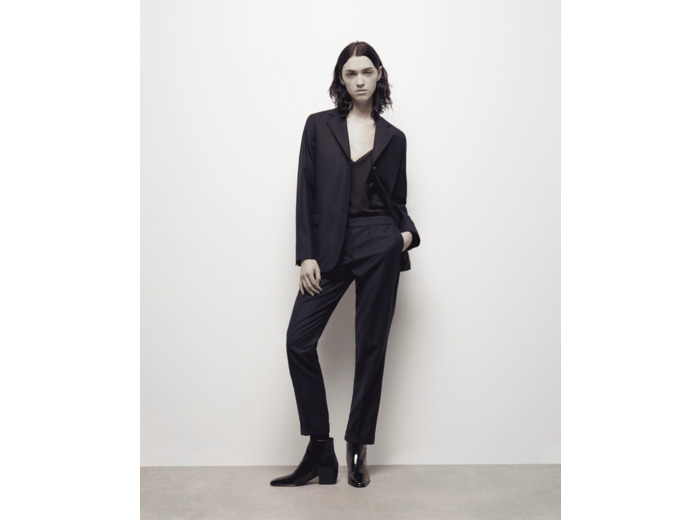 Pantalon Costume Detail Taille Elastique navy