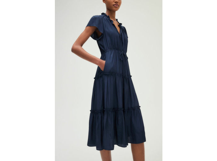 Robe longue cintrée satinée - PRUDENCIA