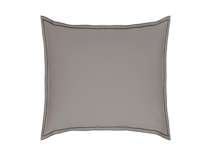 TAIE D'OREILLER | Pure White Percale Lavée - Cocoa - Finition Black
