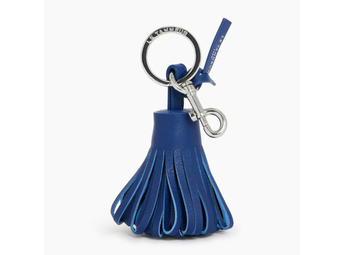 Porte clés pompons en cuir lisse