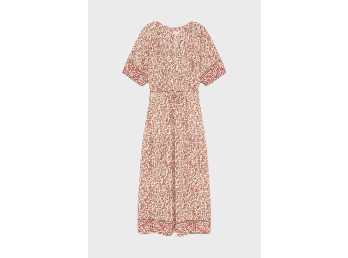 Robe longue cintrée imprimé végétal - POMME