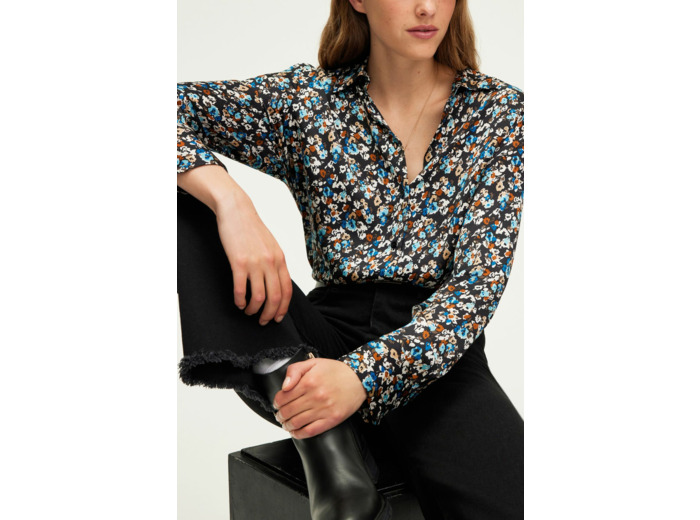 Chemise à fleurs en satin - BERNICE