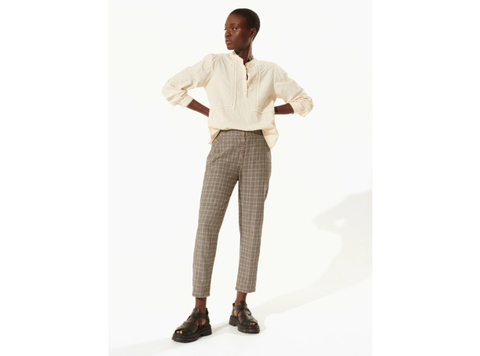 Pantalon droit carreaux sisal