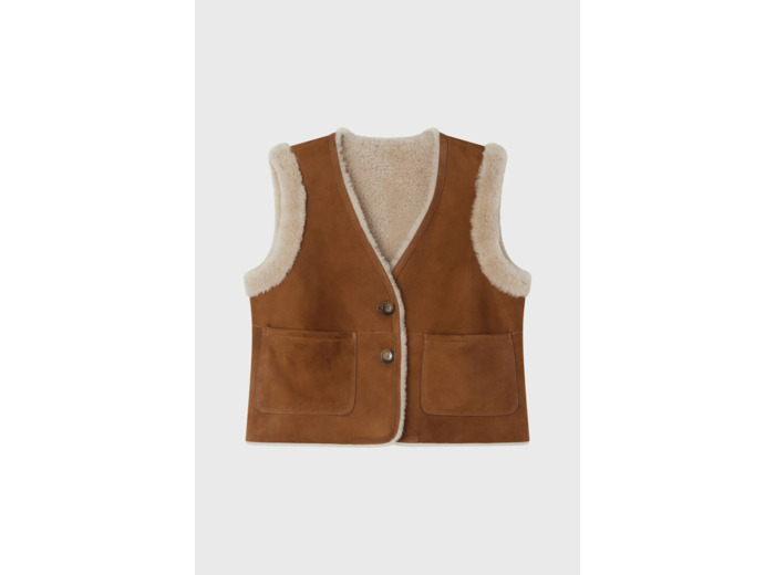 Veste sans manche en peau lainée - LOLY