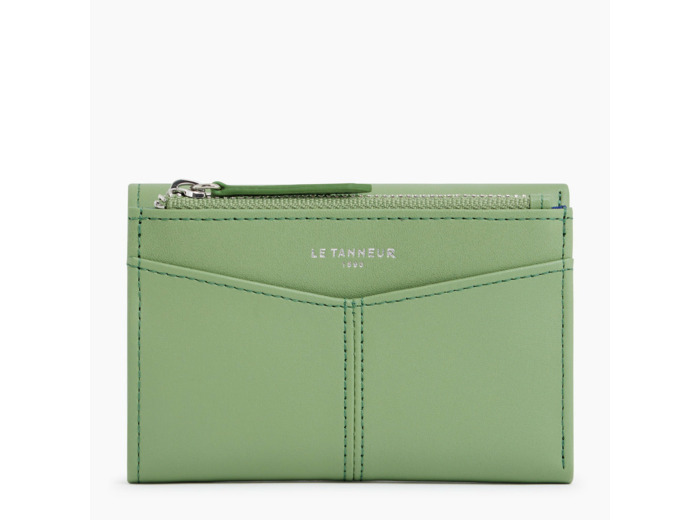 Portefeuille zippé Charlotte en cuir lisse