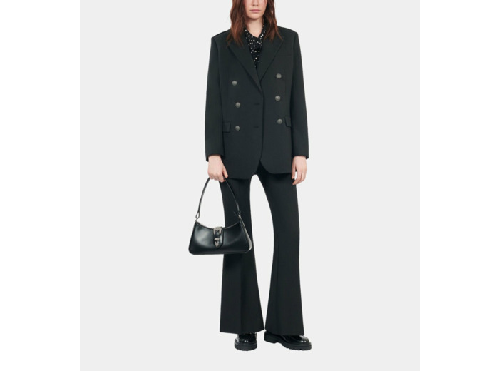 Veste Tailleur En Laine Mélangée Noire black