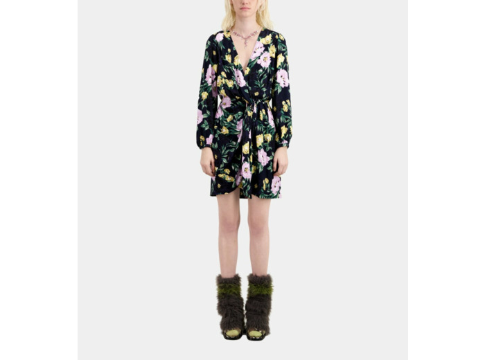Robe Courte Manche Longues Nouee Devant light pink / dark navy