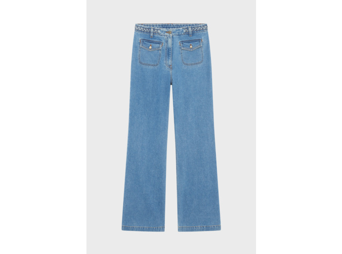 Jean flare à ceinture tressée - LENORA