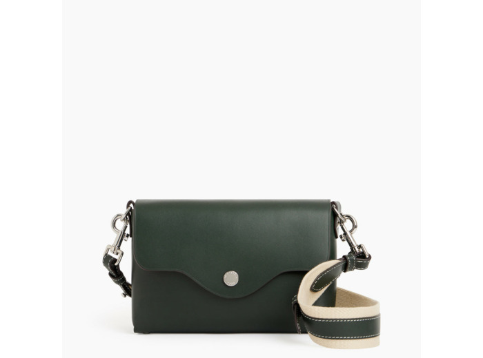 Pochette à rabat avec bandoulières amovibles Sans Couture en cuir lisse