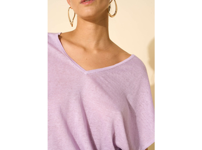 Pull sans manches col V 100% lin