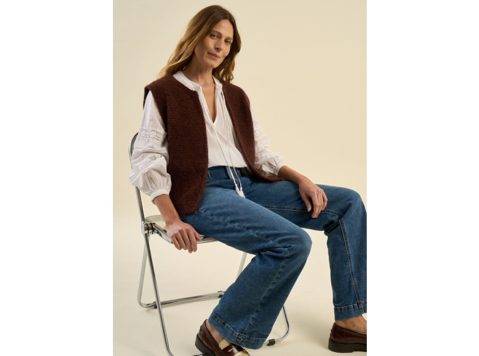 Gilet court sans manches en mohair