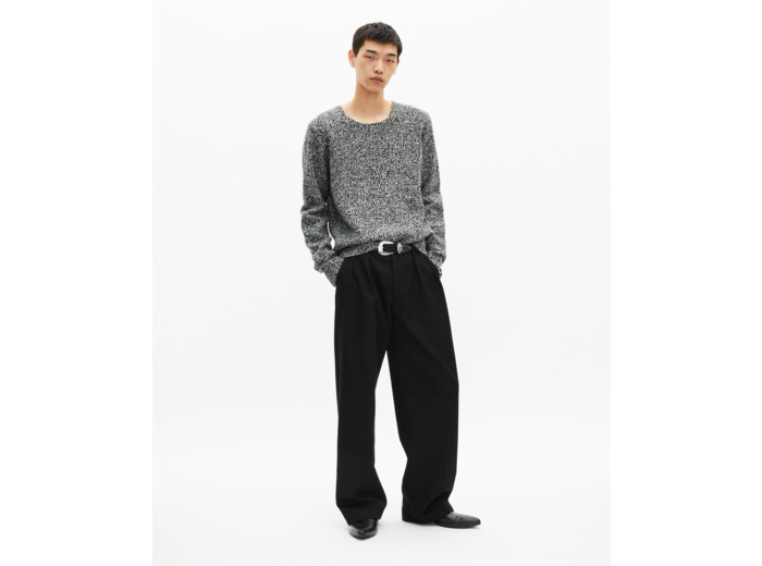 Pull en laine mouliné noir et blanc black white