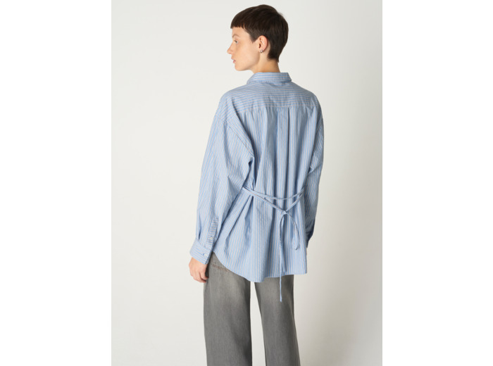 Chemise eza ecru rayures bleu