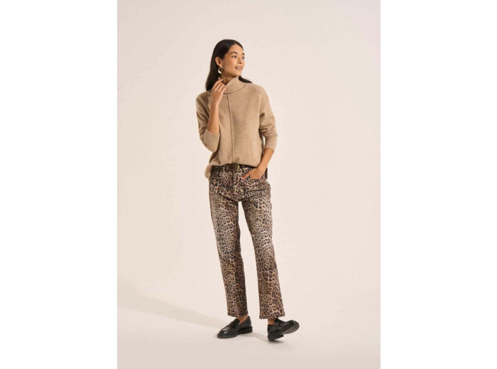 Pantalon droit léopard