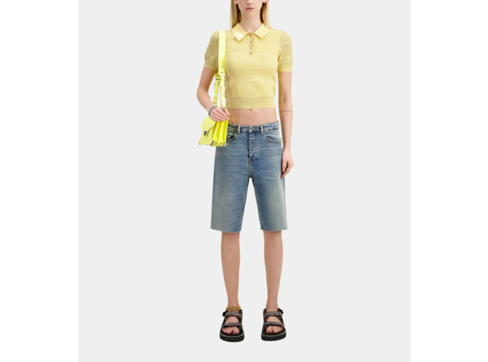 Polo Jaune Clair En Maille Ajourée mellow yellow