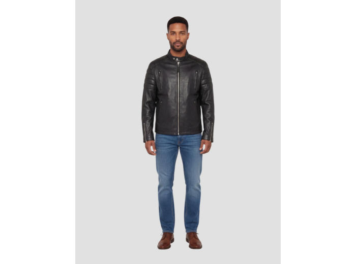 Blouson motard, cuir d'agneau