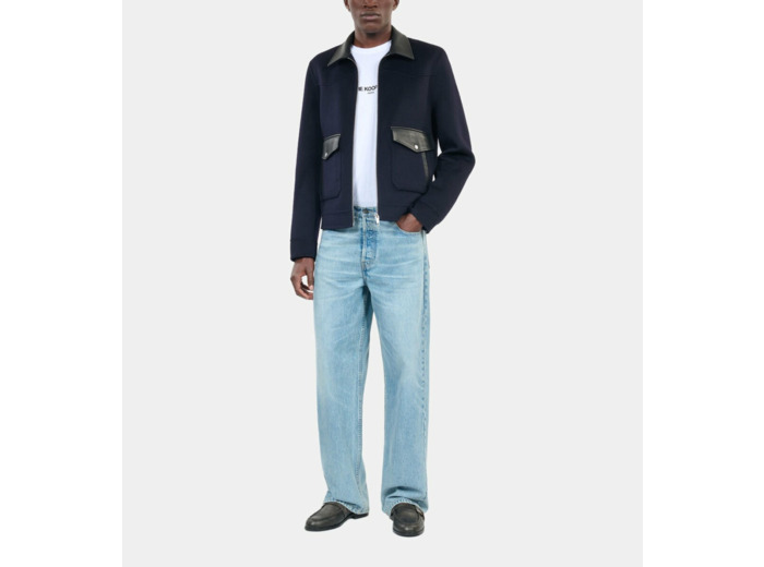 Blouson En Laine Double Face Bleu Marine navy