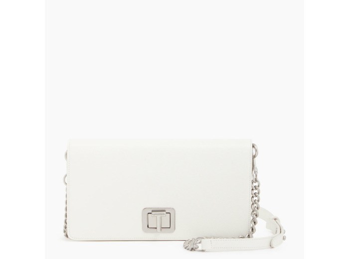 Pochette tout en un avec bandoulière amovible Eva en cuir grain caviar