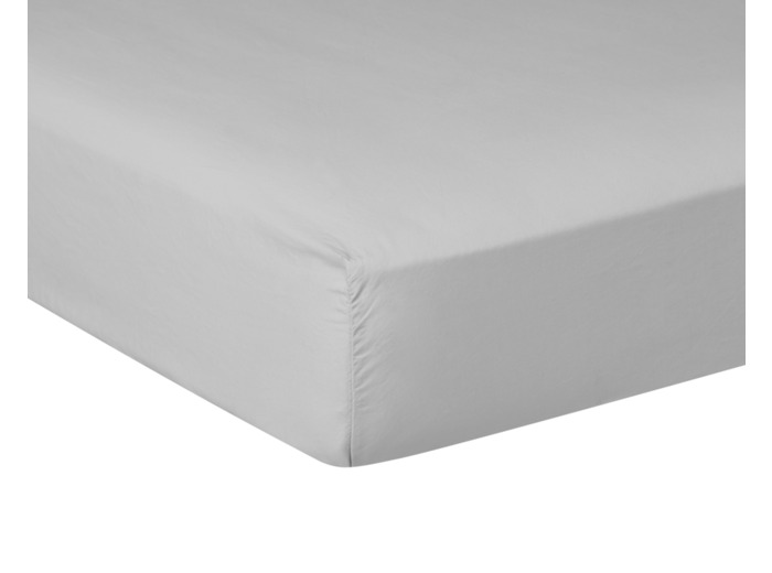 DRAP HOUSSE | Pure White Percale Lavée - Light Grey