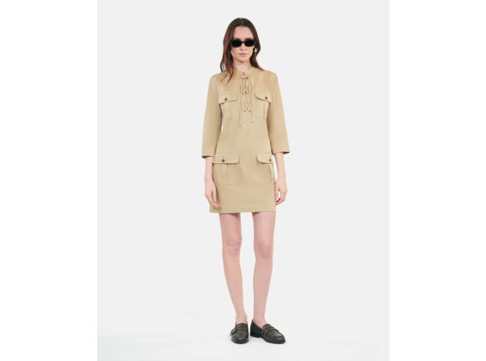 Robe Saharienne Courte Beige beige