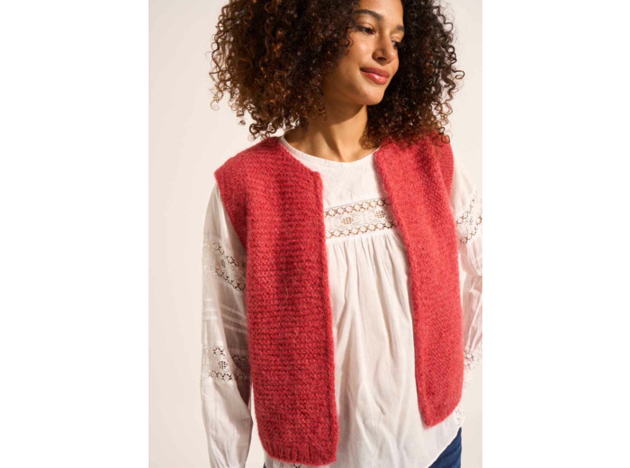 Gilet court sans manches en mohair