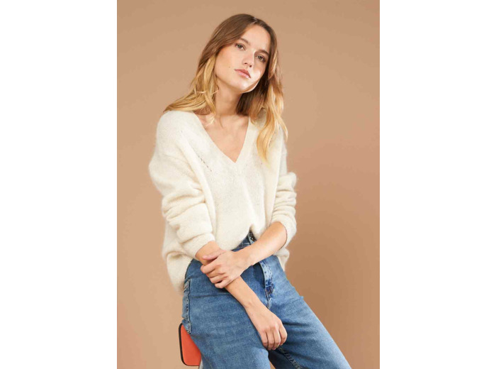 Pull à col V en mohair