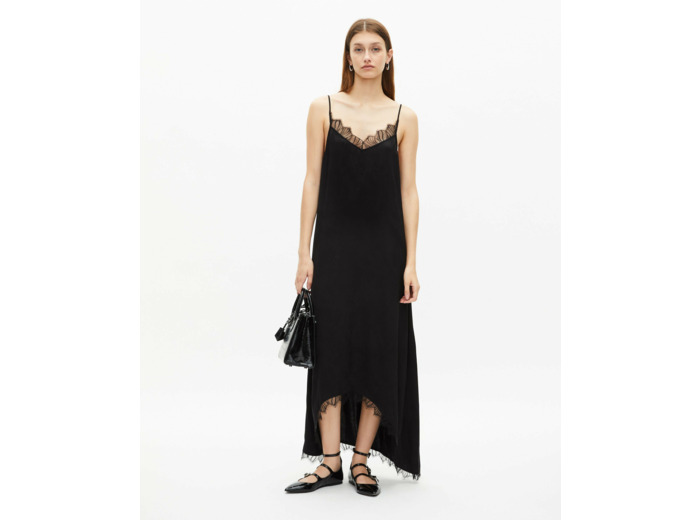 Robe nuisette longue jacquard noire black