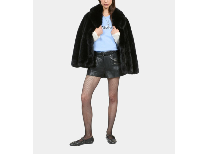 Short en cuir noir black