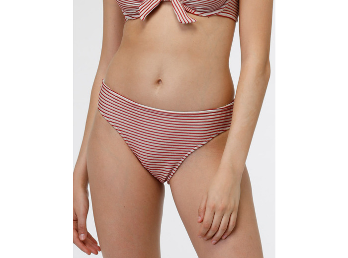 Bas de maillot de bain midi, rayures rouges