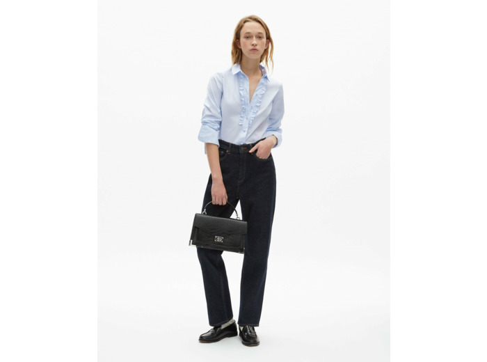 Chemise a manches longues a volants light blue
