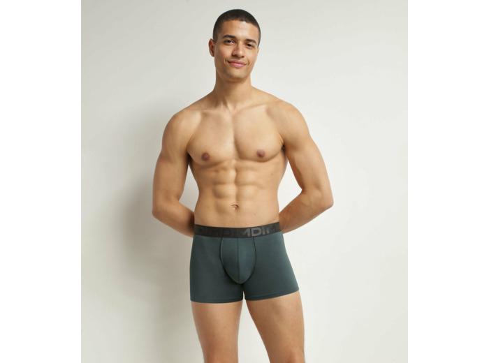 Boxer homme coton modal Vert Bouteille ceinture contrastée Dim Classic