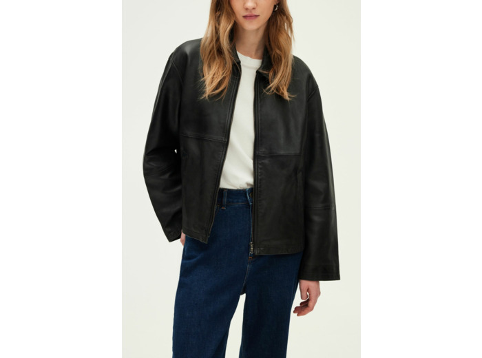 Blouson droit et large en cuir - ROSALYNE